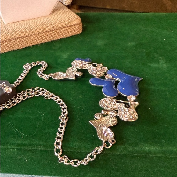 Blue and Silver Heart Necklace and Earrings - Picture 5 of 5